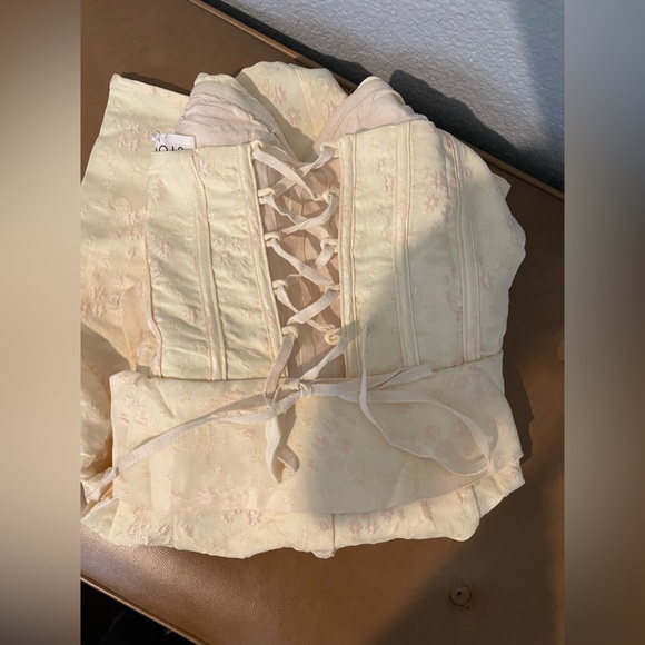 NWT Storia Floral Splotched Daisy Embossed Print Strapless Corset Mini Dress - Picture 10 of 13